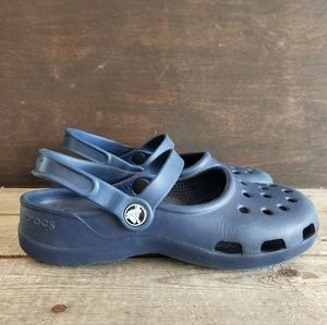 Crocs Karin Clogs Mary Jane Shoes Navy Blue Size 6